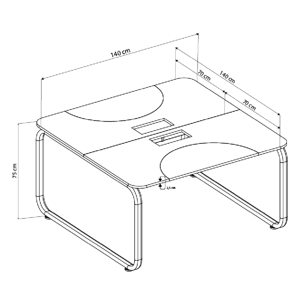 Mesa Estação de Trabalho Elements Leone 2 Lugares